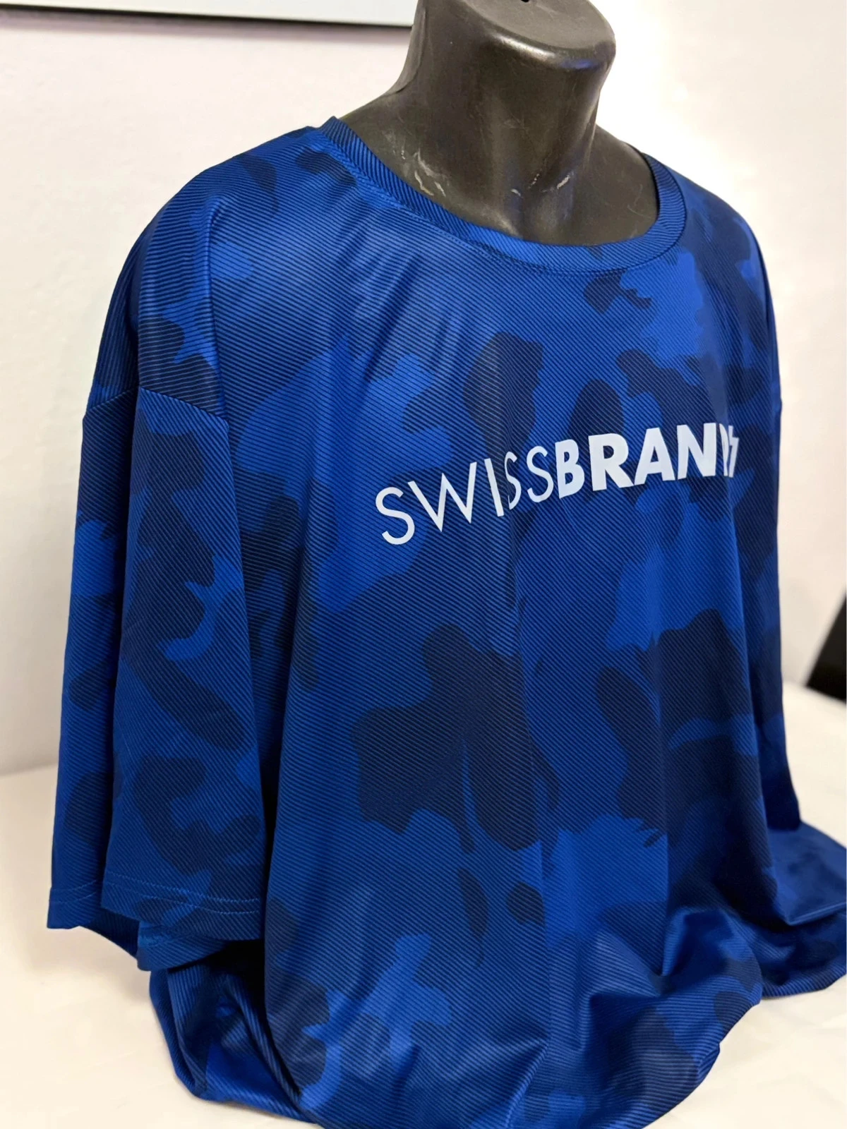 Blue camouflage technical t-shirt 100% polyester short sleeves men's XXL new with tag – photo 4